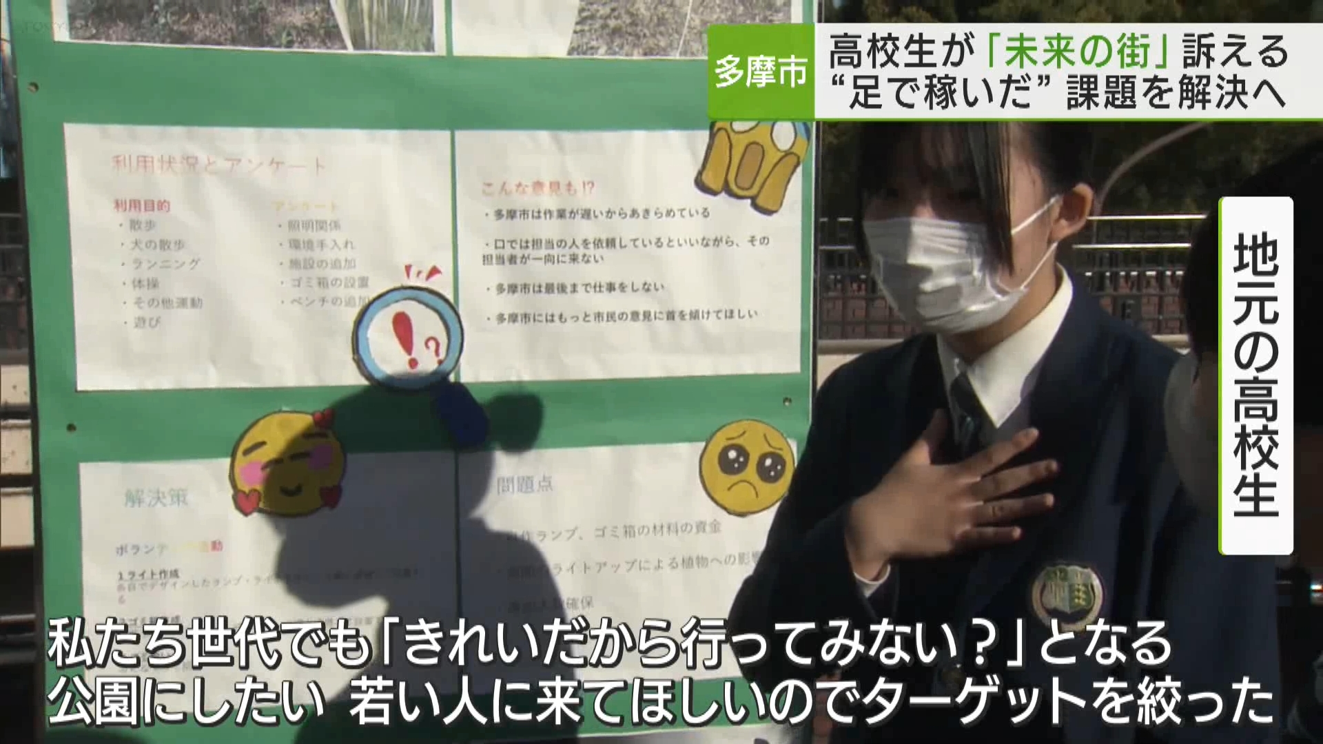 多摩市の中心で、地元の高校生たちが「未来の街」を訴えました。