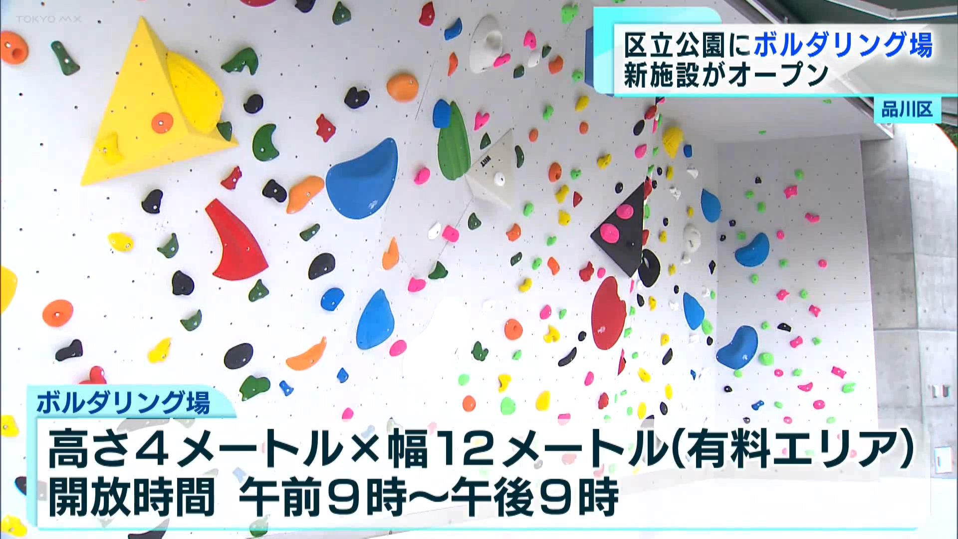 品川区の区立公園にボルダリングを楽しめる施設が、4月30日にオープンしました。
