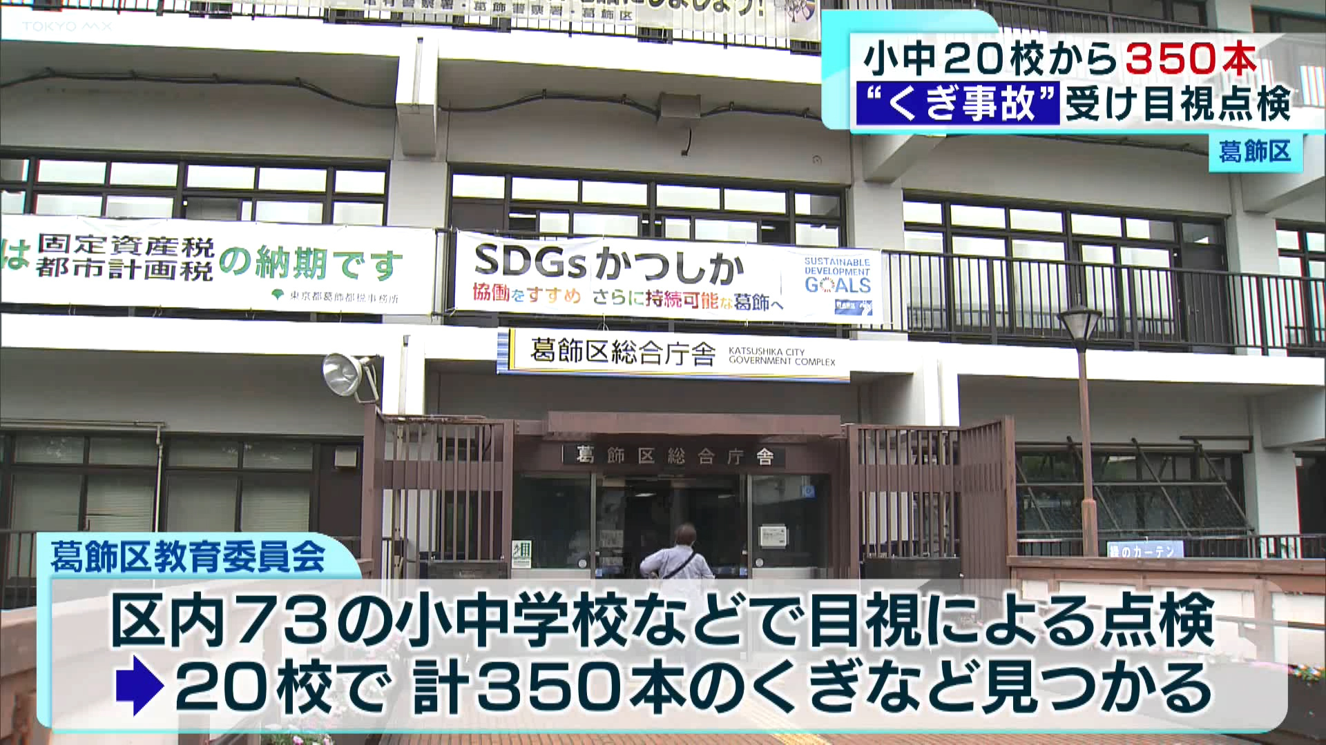 葛飾区内 20校からくぎ350本見つかる