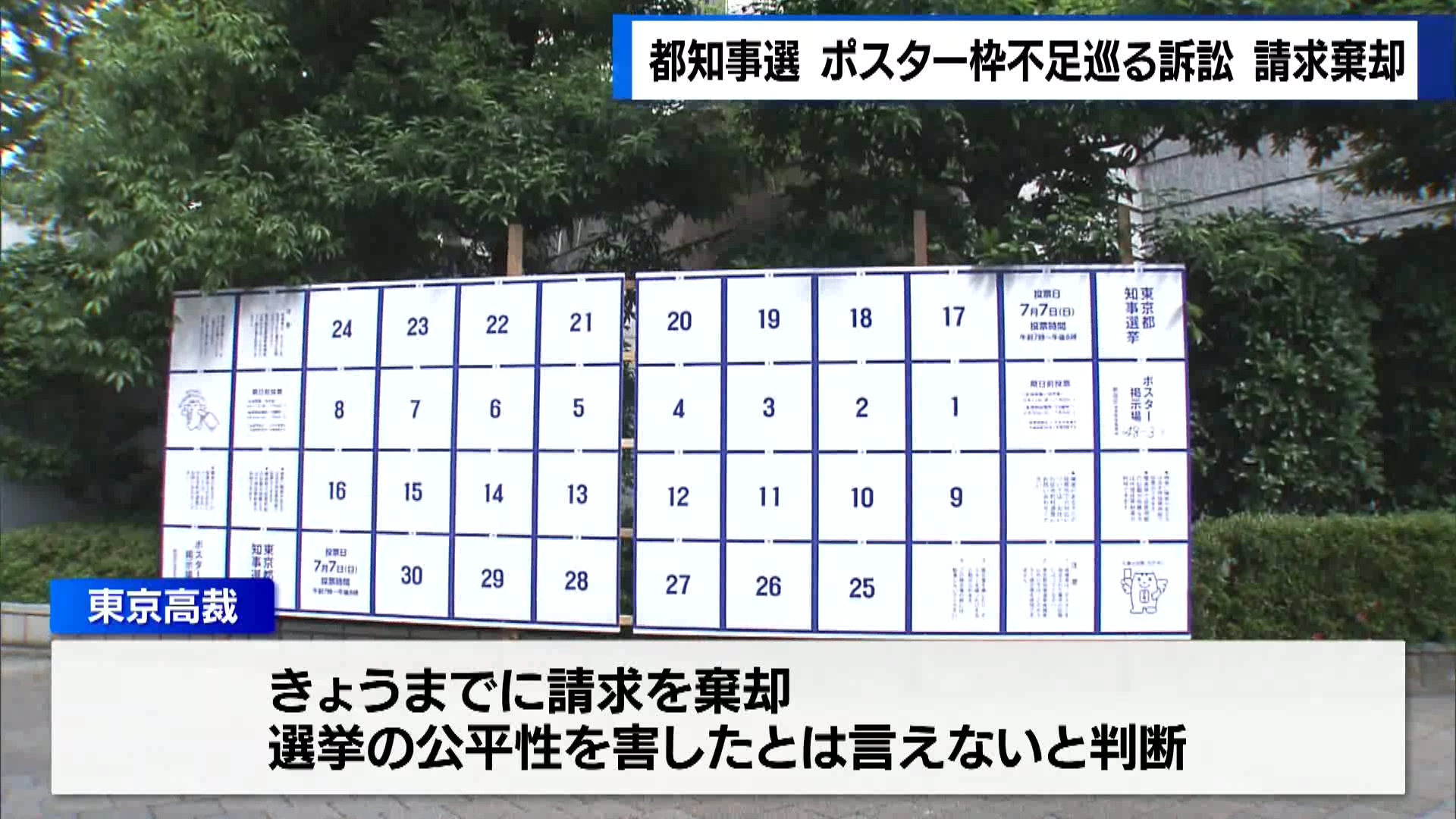都知事選候補の請求棄却　「ポスター枠」不足訴訟