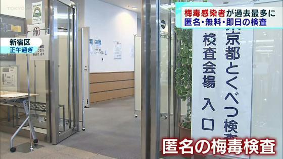 東京都内で梅毒の感染者数が過去最多になったことを受け、匿名で受けられる臨時の検査が始まりました。