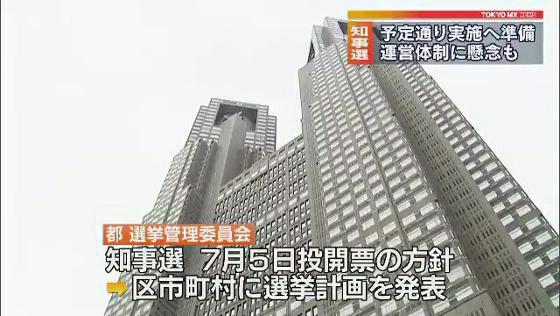 新型コロナウイルスの感染が拡大する中、7月に投開票が予定されている東京都知事選挙について、都の選挙管理委員会が予定通りのスケジュールで準備を進めていることが分かりました。一方、区市町村からは運営体制への懸念の声が上がっています。