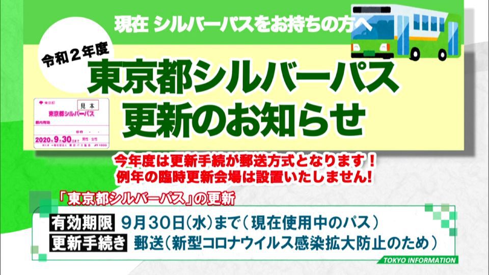 暮らしに役立つ情報をお伝えするTOKYO MX(地上波9ch)の情報番組「東京インフォメーション」(毎週月―金曜、朝7:15~)。
今回は今年度の「東京都シルバーパス」の更新手続きが郵送になることについてや、都営住宅8月の入居者の募集内容が決定したことを紹介しました。