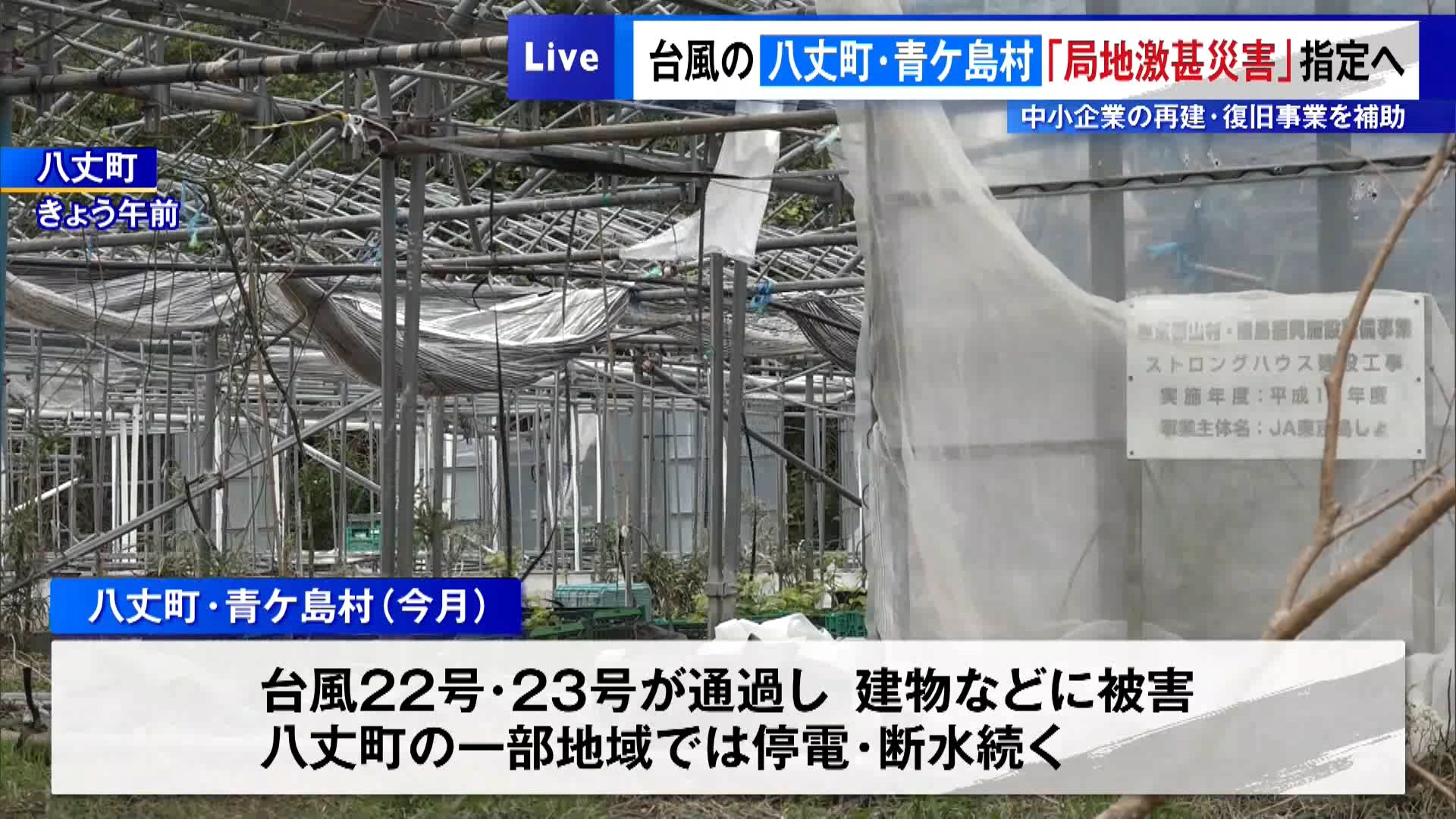 10月に2度の台風に襲われた東京の島しょ部を「局地激甚災害」に指定する方針が明らかになりました。