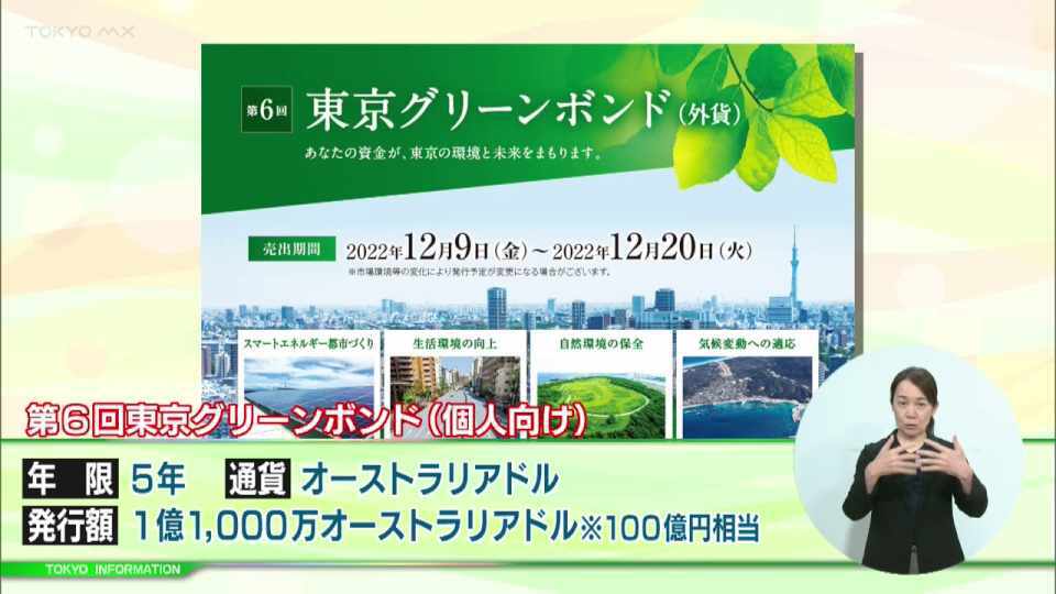 スマート・シティの実現を目指す都の個人向け都債「東京グリーンボンド」 　第6回の仮条件を発表