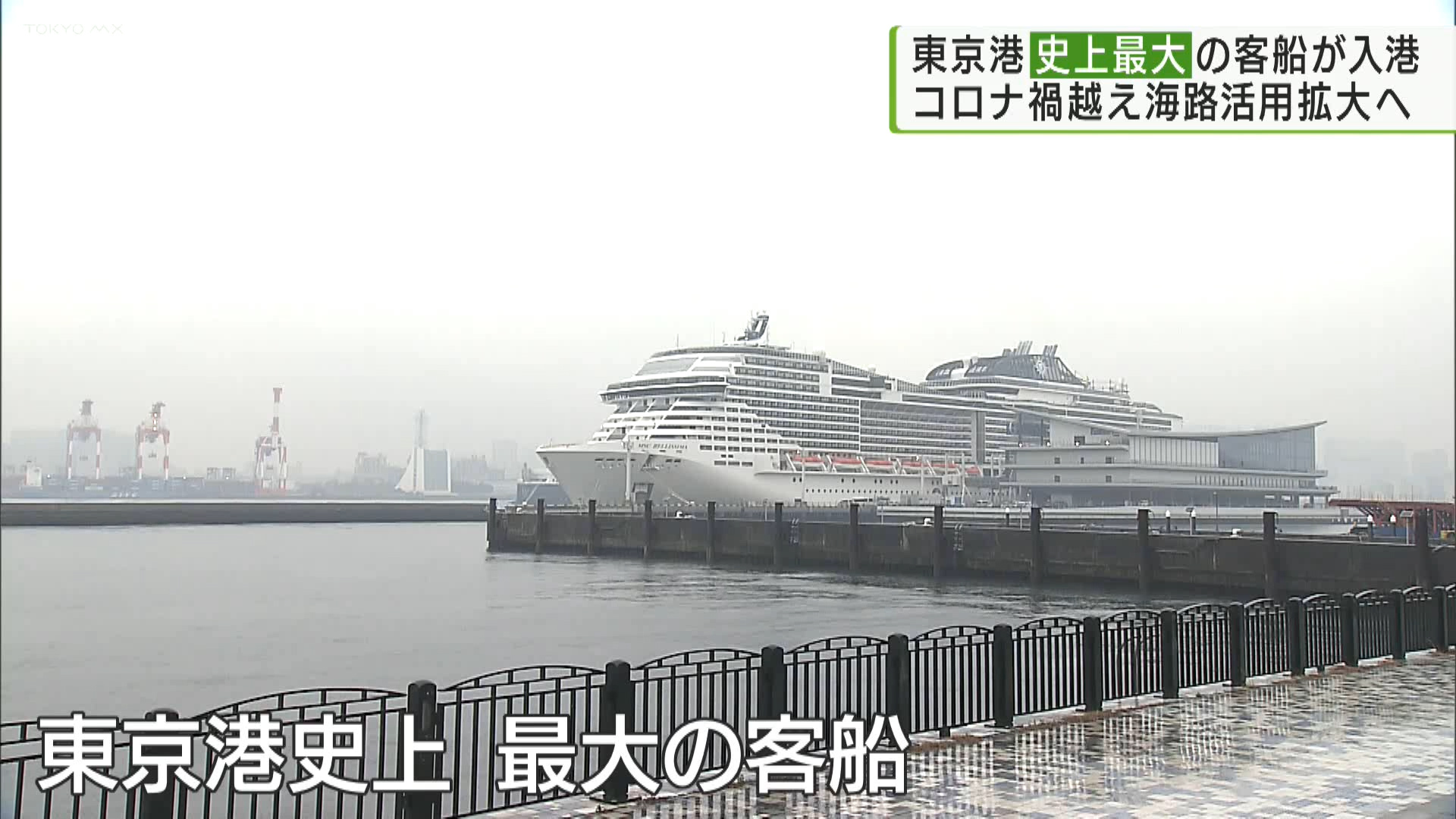 東京港史上最大のクルーズ客船が初入港　コロナ禍越え海路活用拡大へ