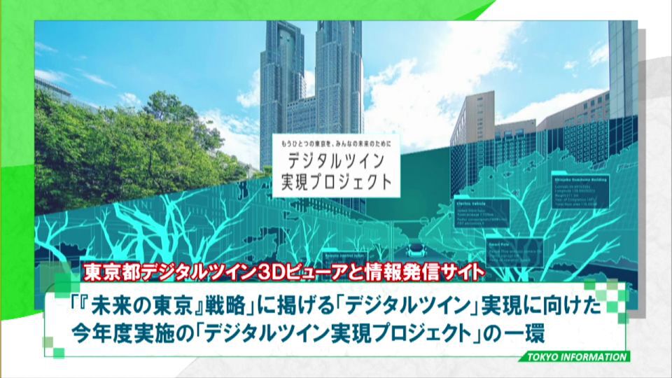 暮らしに役立つ情報をお伝えするTOKYO MX(地上波9ch)の情報番組「東京インフォメーション」(毎週月―金曜、朝7:15~)。
今回はデジタルツイン実現に向けた進捗状況などを分かりやすく発信するために都が開設した東京都デジタルツイン3Dビューアなどについてや、待機児童など都内の保育サービスの利用状況を紹介しました。