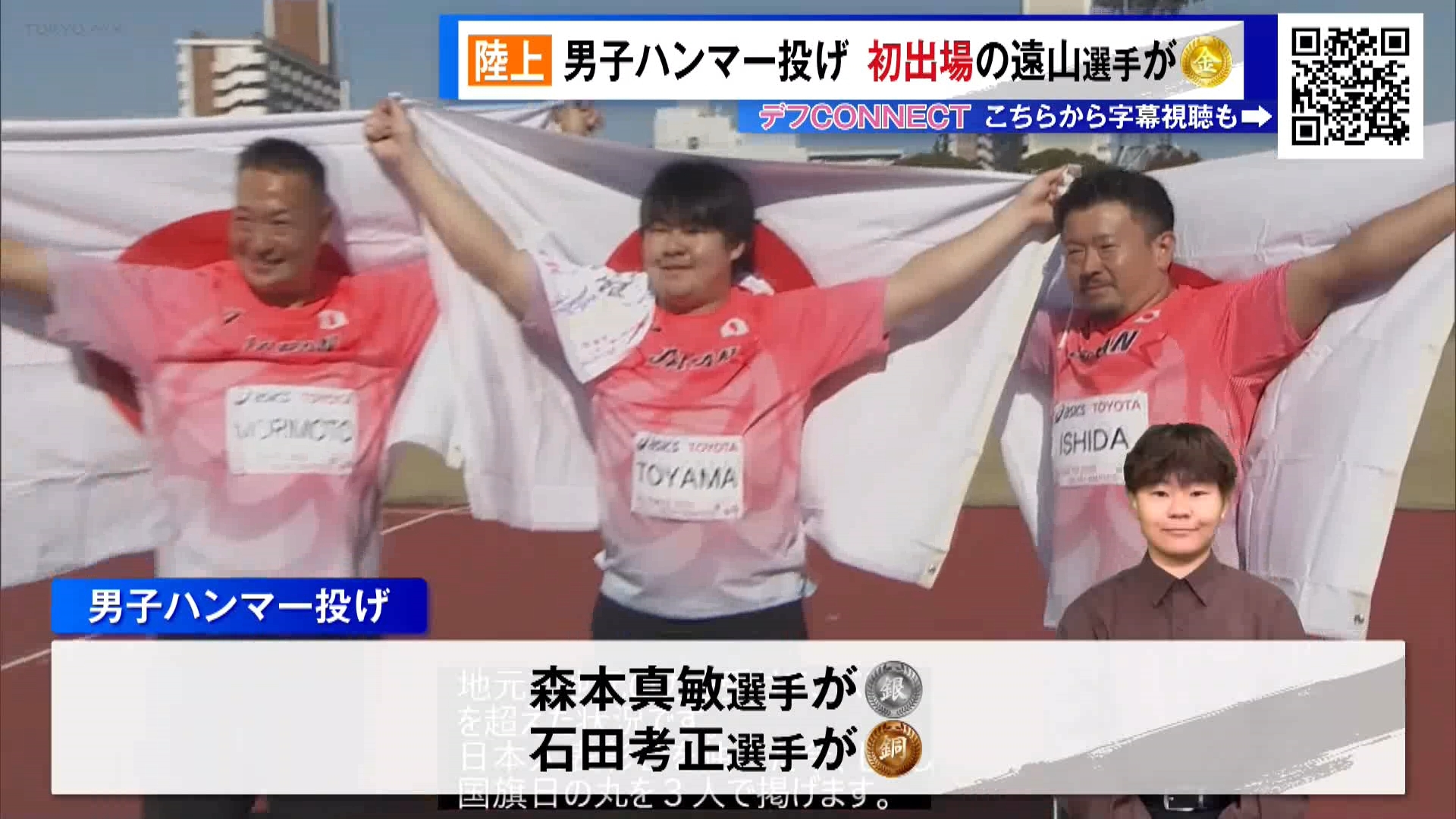 ＜東京デフリンピック＞陸上男子ハンマー投げで日本が表彰台独占！　バレー女子はアメリカに圧勝