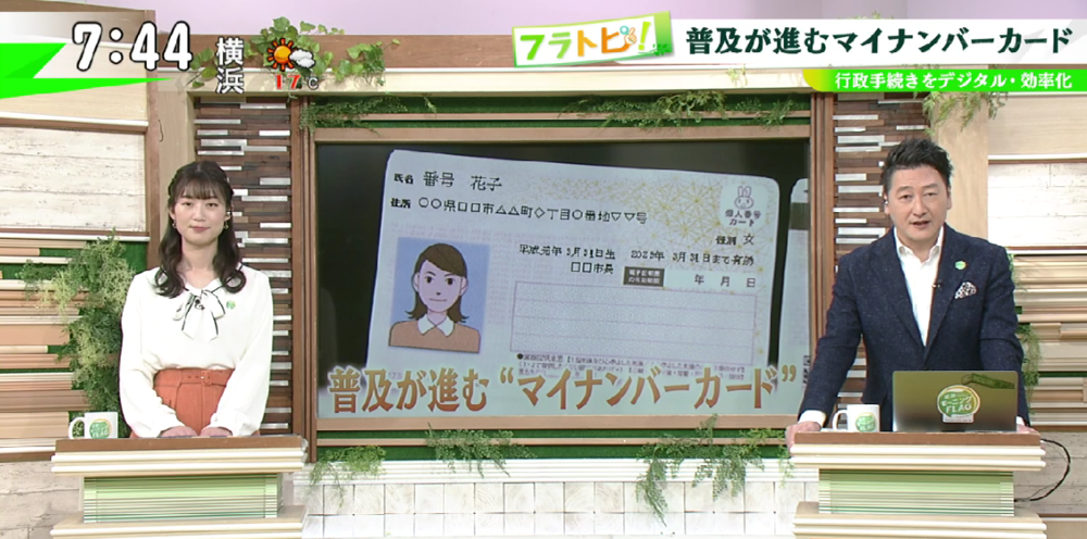 TOKYO MX(地上波9ch)朝の報道・情報生番組「堀潤モーニングFLAG」(毎週月~金曜7:00~)。3月15日(水)放送の「フラトピ!」のコーナーでは、普及が進む“マイナンバーカード”について改めて検証しました。