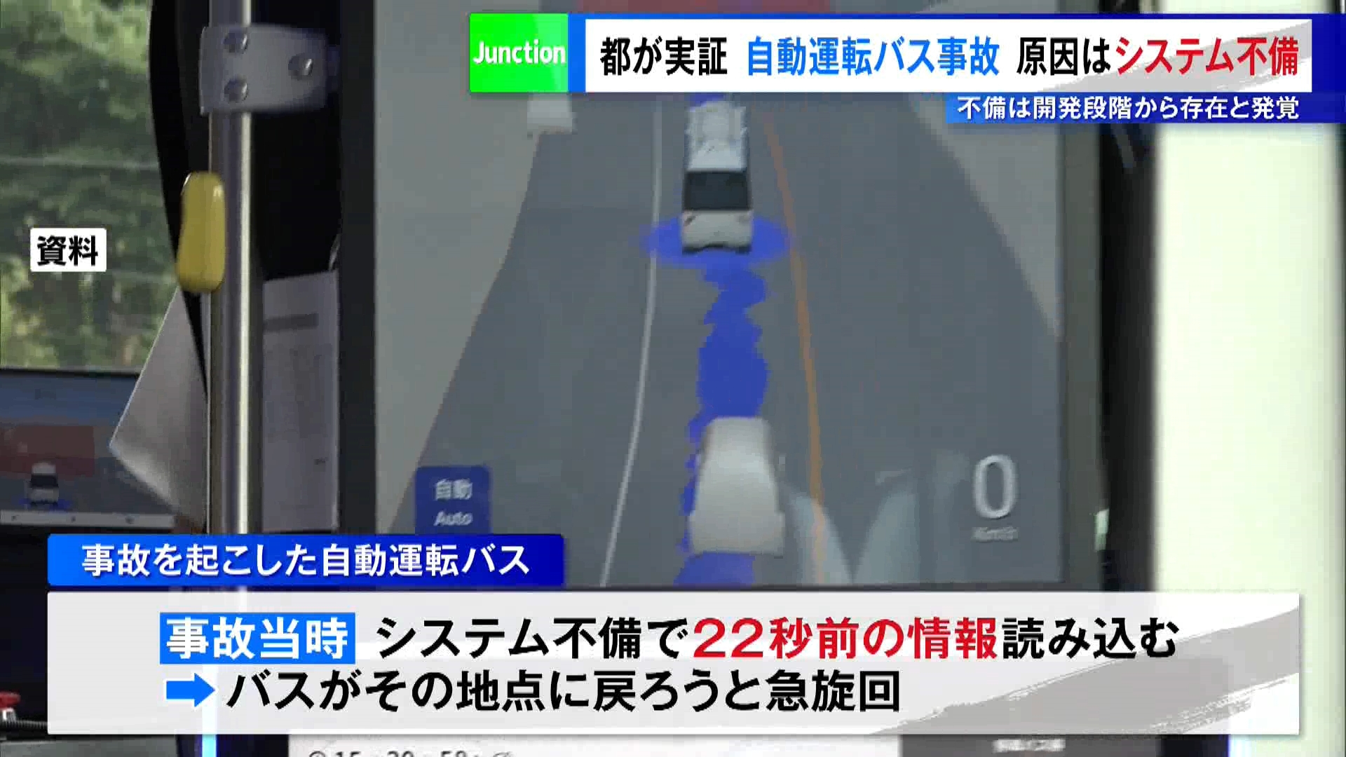 東京都が実証運転をしていた自動運転バスが今年8月、東京・八王子市内を走行中に街路樹に接触し3人が軽傷を負った事故で、東京都は11月10日、「事故の原因は自動運転システムの不備だった」と明らかにしました。