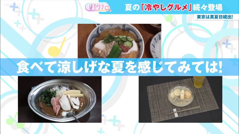 TOKYO MX(地上波9ch)朝の情報生番組「おはリナ!」(毎週月~金曜7:00~)。最新のトレンドを紹介する「はやリナ」のコーナーでは、夏の暑さを吹き飛ばす“冷やしグルメ”を紹介しました。