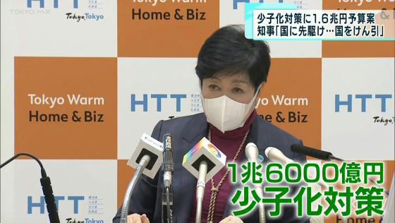 東京都は注目される少子化対策について、2023年度の東京都予算案で1兆6000億円規模を投じる方針です。小池知事は会見で「国に先駆けて、国をけん引していく」と述べ、対策に強い意欲を示しています。