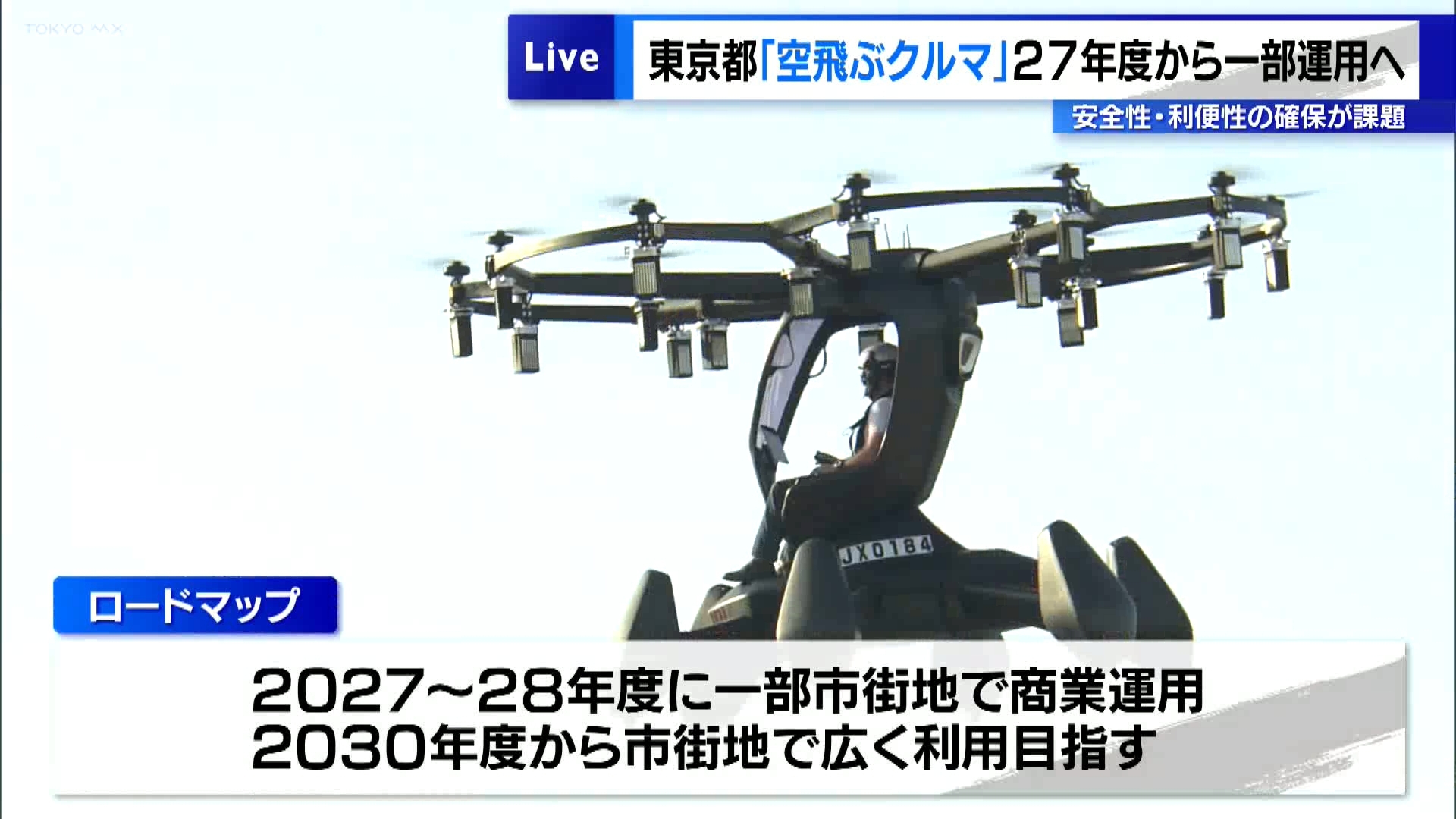 東京都はいわゆる「空飛ぶクルマ」の活用を検討していて、早ければ2027年度から一部の市街地で商業運用を始める方針を示しました。