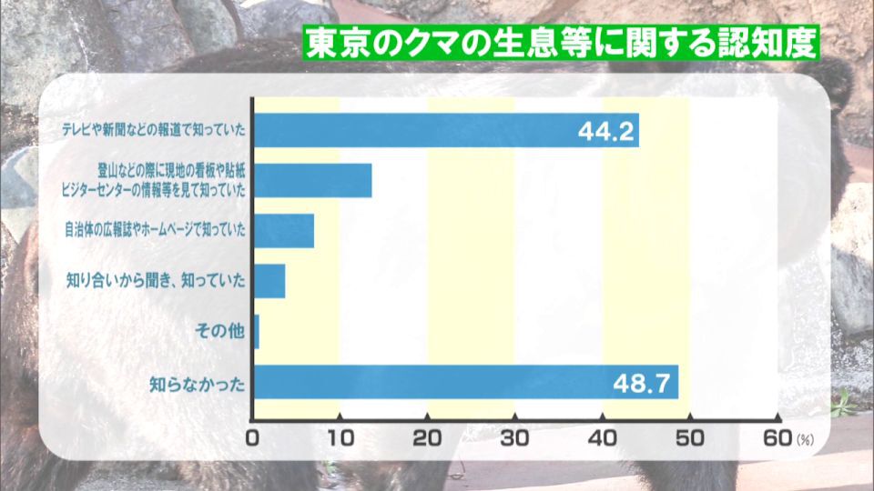 野生鳥獣についてのアンケート結果　都民の5割が東京のクマの生息を「知らなかった」と回答