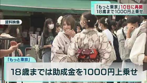 都民割「もっと東京」6月10日に再開　18歳までは1000円上乗せ