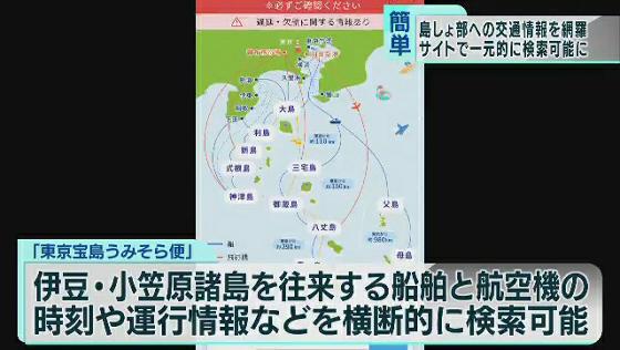 東京都は島しょ部への交通情報を一元的に検索することができるウェブのサービスを開始しました。島外からの観光客がアクセスしやすくする狙いです。