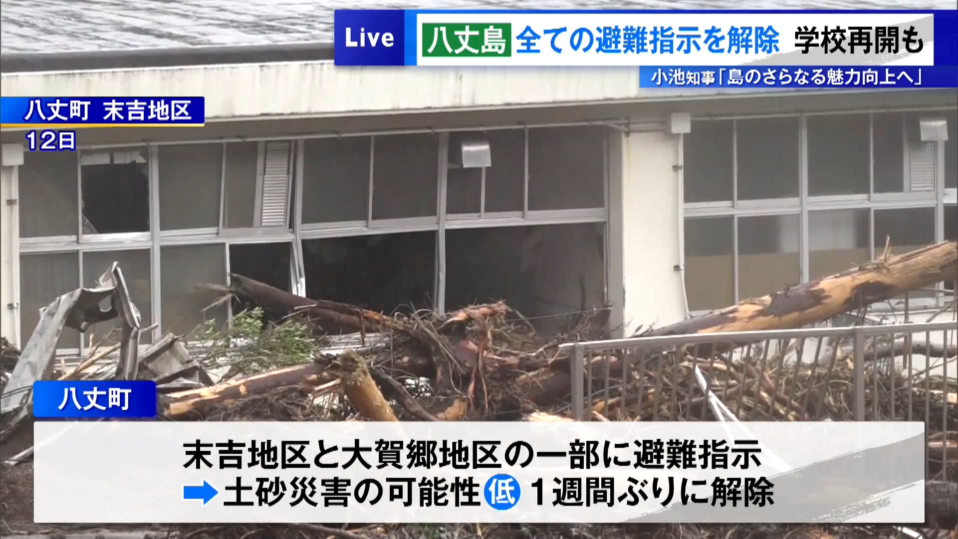 2度の台風で大きな被害を受けた東京・伊豆諸島の八丈島では、10月17日に島内の避難指示が全て解除されました。