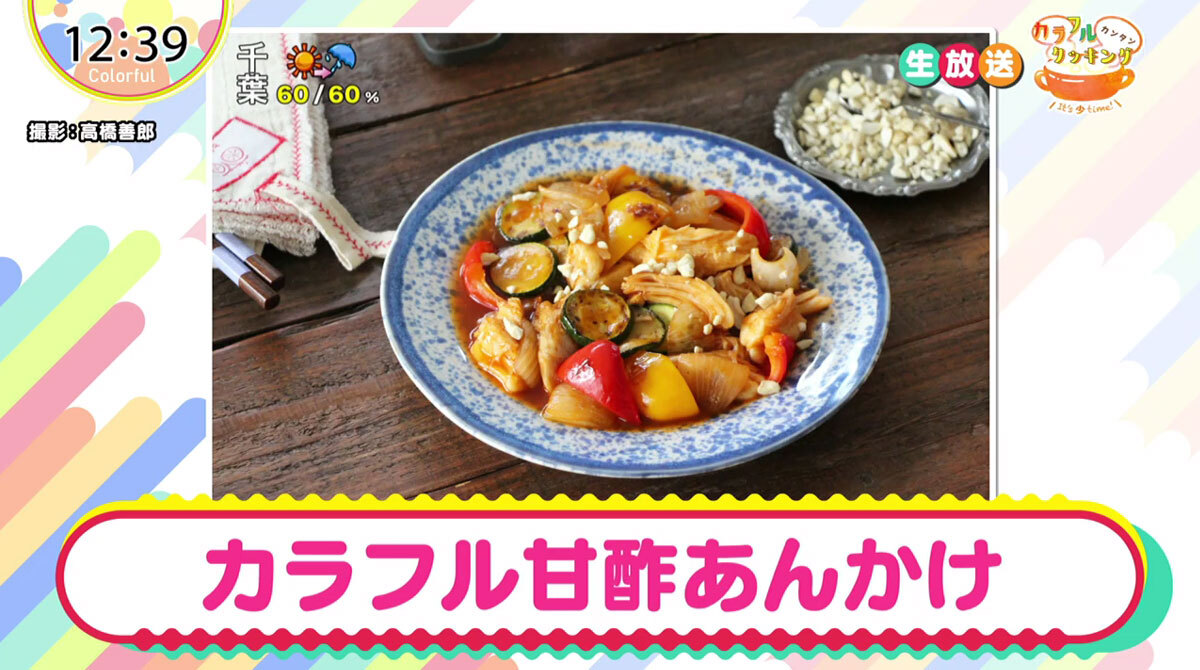 サラダチキンで簡単! 3分で作れる「カラフル甘酢あんかけ」