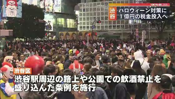 ハロウィーン対策に1億円の税金投入へ　東京・渋谷区