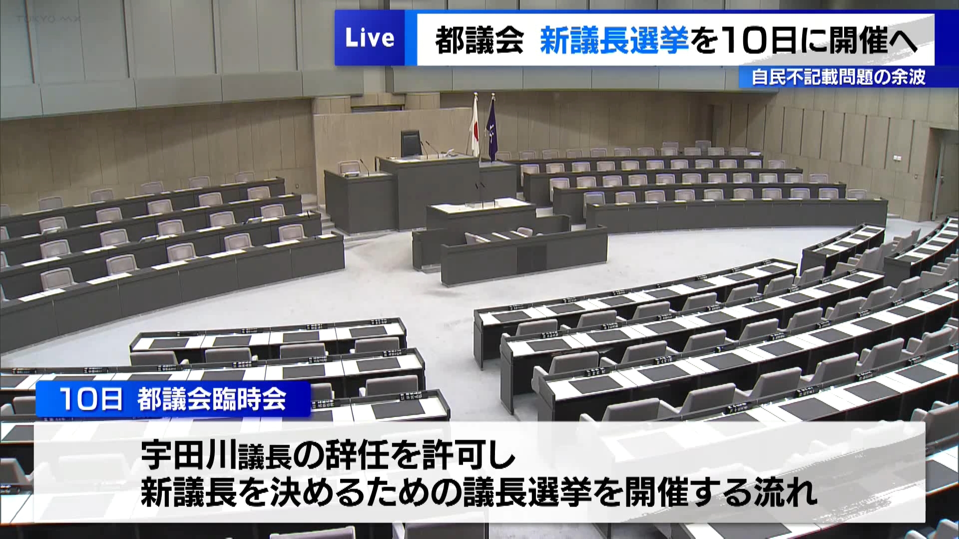 東京都議会の議長が辞任表明したことを受け、議長選挙が2月10日に行われることが決まりました。
