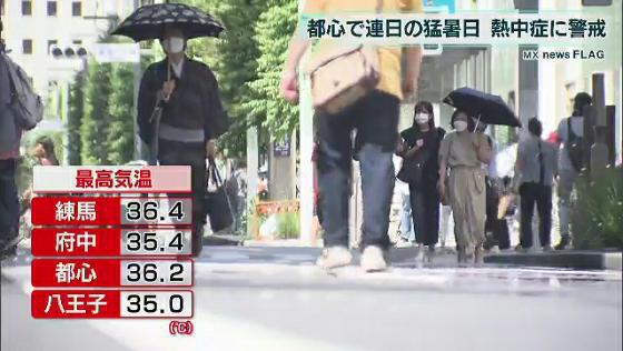 東京都心の最高気温36.2℃　6月の観測史上最高
