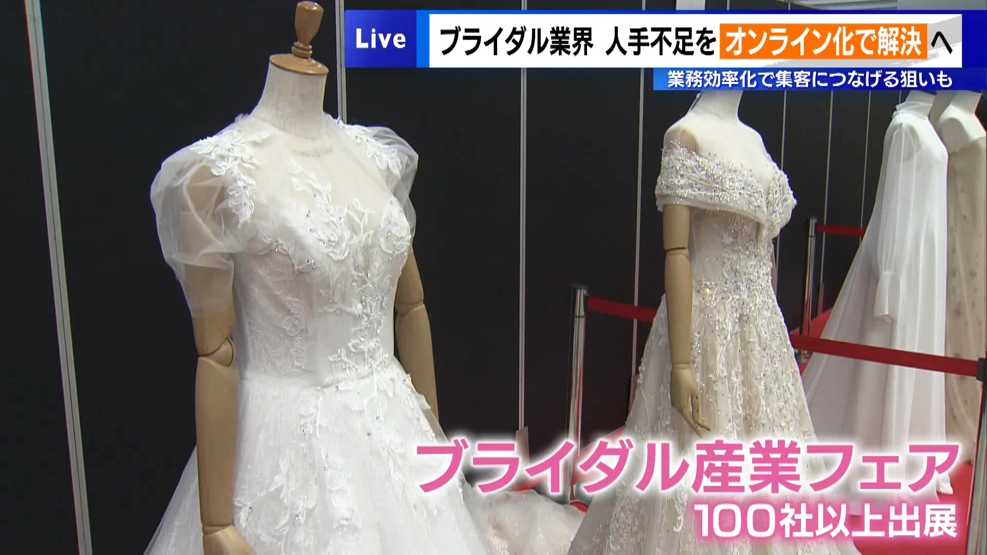 東京・江東区の東京ビッグサイトでブライダル業界のビジネス展示会「ブライダル産業フェア」が開催されました。