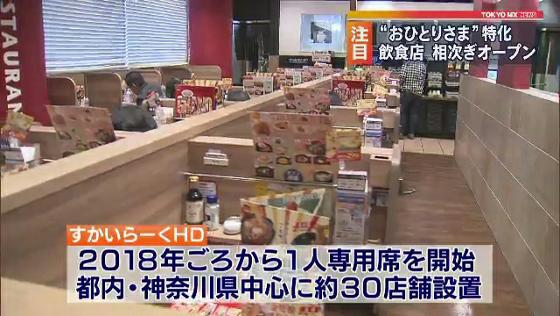 おひとりさま 特化の飲食店が続々登場 Tokyo Mx プラス