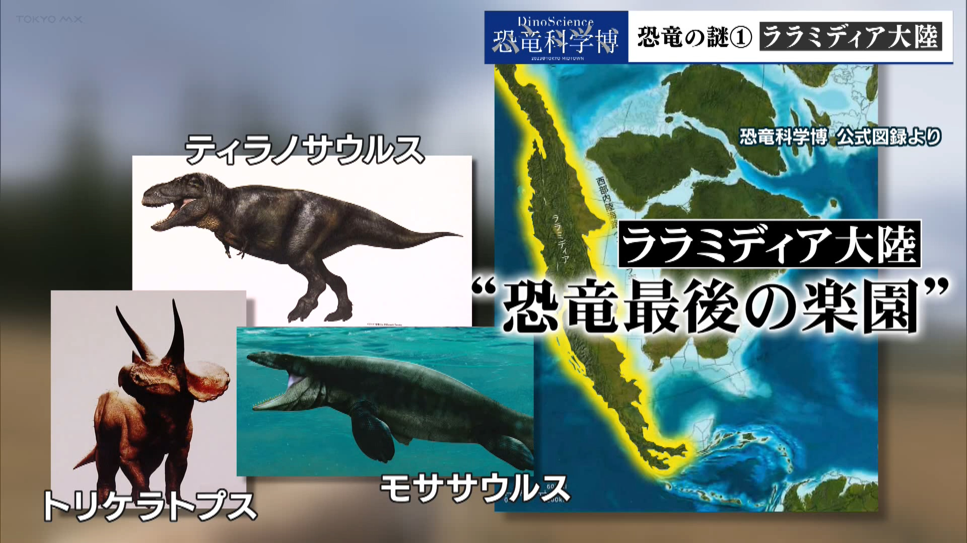 東京ミッドタウンで開催中の「恐竜科学博」で知ることができる「恐竜にまつわる謎」を毎日、1つずつお届けしていきます。初回は恐竜、最後の楽園「ララミディア大陸」です。