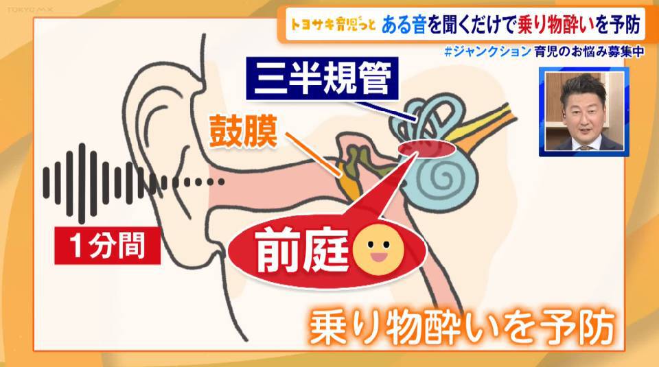 TOKYO MX(地上波9ch)の報道・情報生番組「堀潤 Live Junction」(毎週月~金曜17:59~)。育児の悩みを解決に導く「トヨサキ育児っと」のコーナーでは、“子どもの乗り物酔い”について取り上げました。