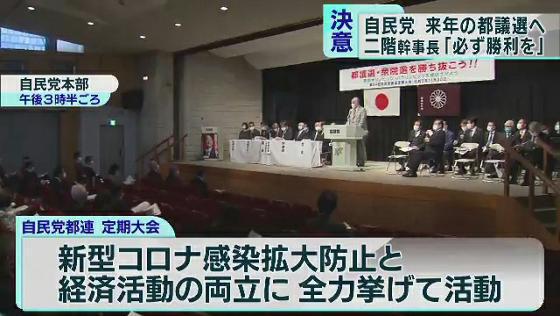 　2021年夏に行われる予定の東京都議会議員選挙について、11月30日に開かれた自民党東京都連の定期大会で二階幹事長は「必ず勝利を収めるため、努力していく」と意気込みを語りました。